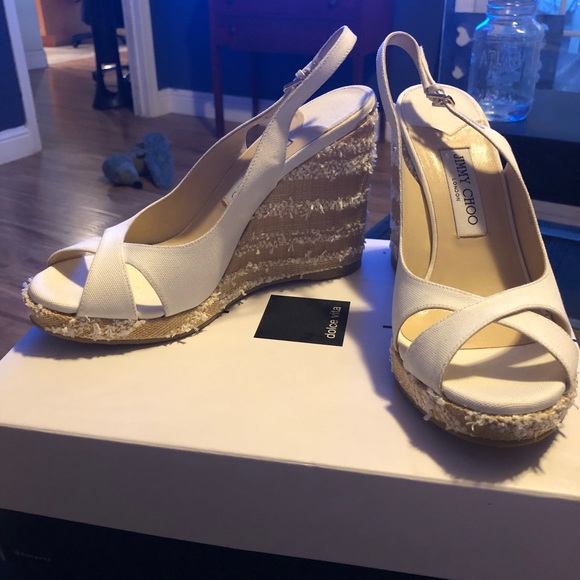 NWOT jimmy Choo white wedges sz 40 - Picture 2 of 5